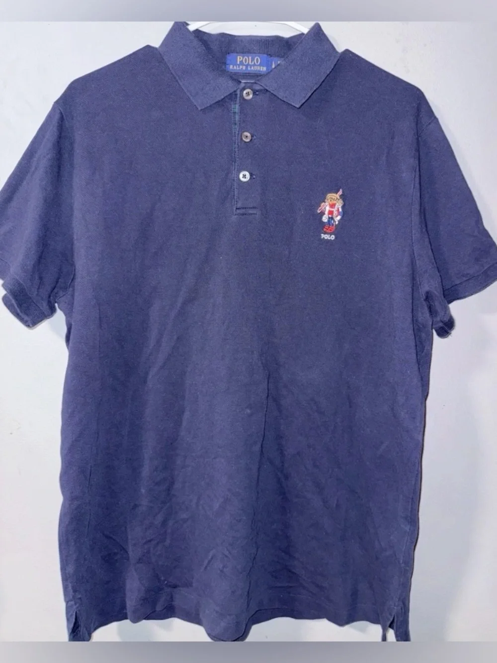 Polo Ralph Lauren Embroidered Ski Bear Navy Short Sleeve Slim Fit Polo Shirt